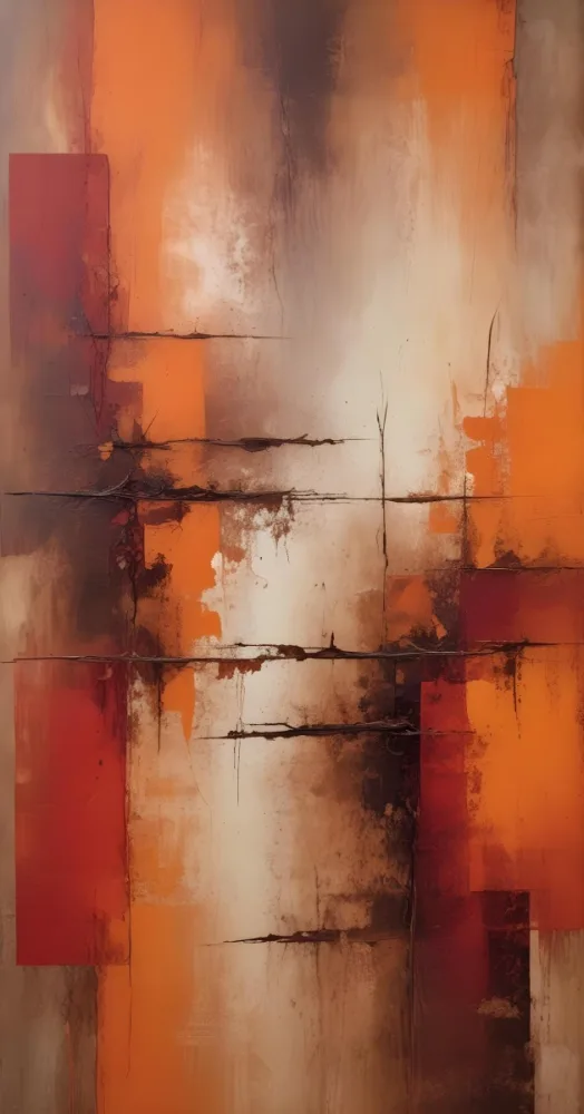 Textured Abstract Painting With Warm Orange Red And Brown Tones Creating A Rustic Weathered Appearance 12 7bc2