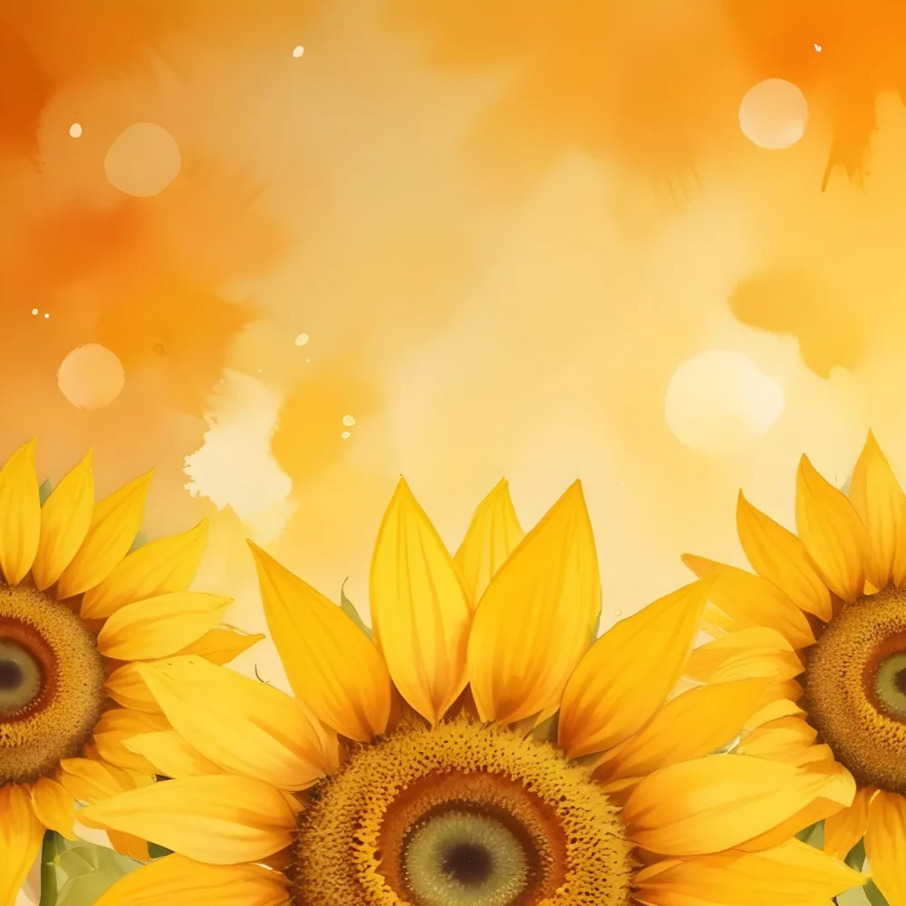 Three Sunflowers With Orange Petals And Yellow Centers Arranged At The Bottom Of The Frame Soft Yellow Background With Bokeh Effect 29 F995