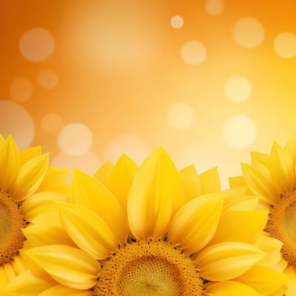 Three Sunflowers With Orange Petals And Yellow Centers Arranged At The Bottom Of The Frame Soft Yellow Background With Bokeh Effect 63 9f5e