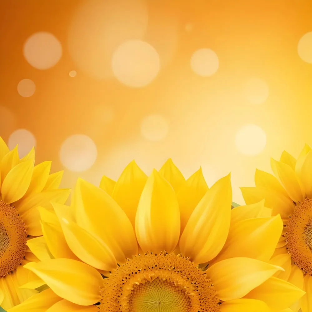 Three Sunflowers With Orange Petals And Yellow Centers Arranged At The Bottom Of The Frame Soft Yellow Background With Bokeh Effect 65 7d00