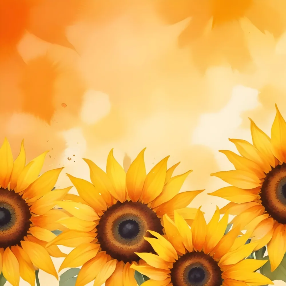 Three Sunflowers With Orange Petals And Yellow Centers Arranged At The Bottom Of The Frame Soft Yellow Background With Bokeh Effect 7 8cfe