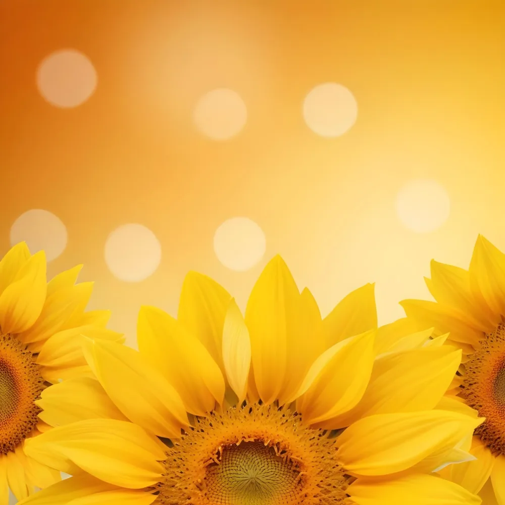 Three Sunflowers With Orange Petals And Yellow Centers Arranged At The Bottom Of The Frame Soft Yellow Background With Bokeh Effect 73 E241