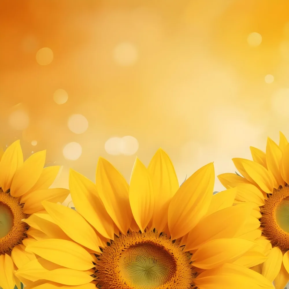 Three Sunflowers With Orange Petals And Yellow Centers Arranged At The Bottom Of The Frame Soft Yellow Background With Bokeh Effect 8 D9c9