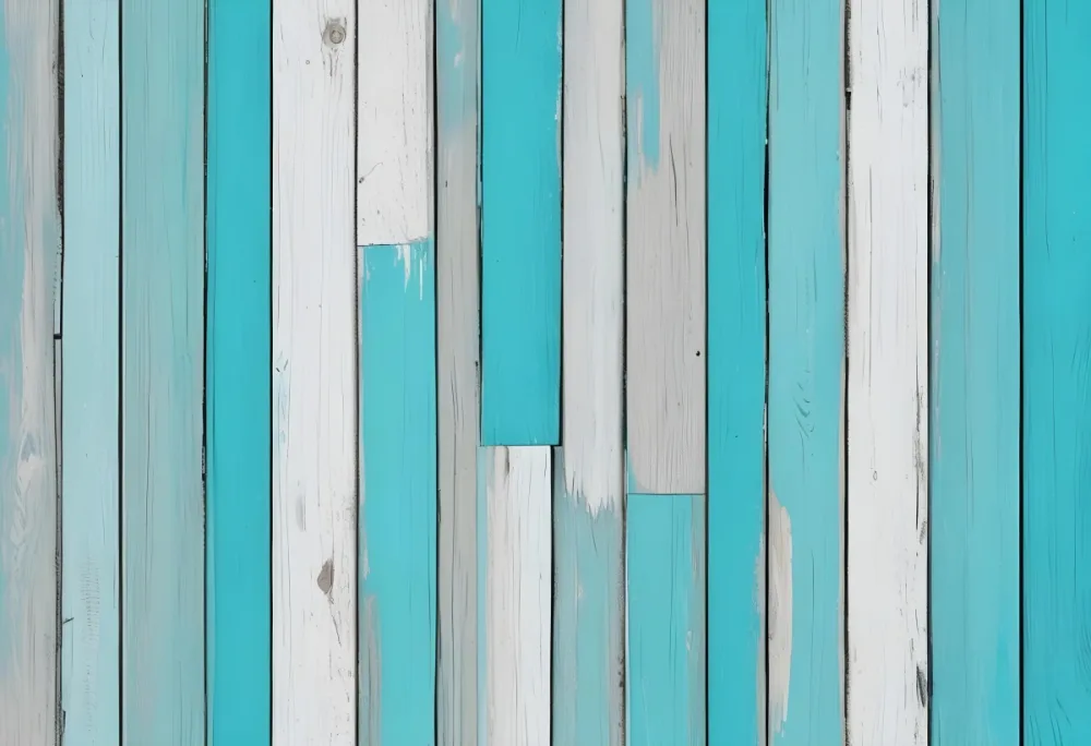 Turquoise Wooden Planks With Visible Grain Light Blue And White Hues Sand On The Bottom Right Corner Horizontal Orientation 10 F88f