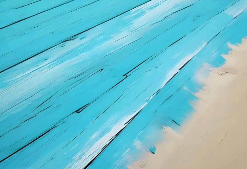 Turquoise Wooden Planks With Visible Grain Light Blue And White Hues Sand On The Bottom Right Corner Horizontal Orientation 14 3fcb