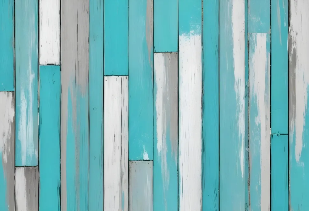 Turquoise Wooden Planks With Visible Grain Light Blue And White Hues Sand On The Bottom Right Corner Horizontal Orientation 25 85e2