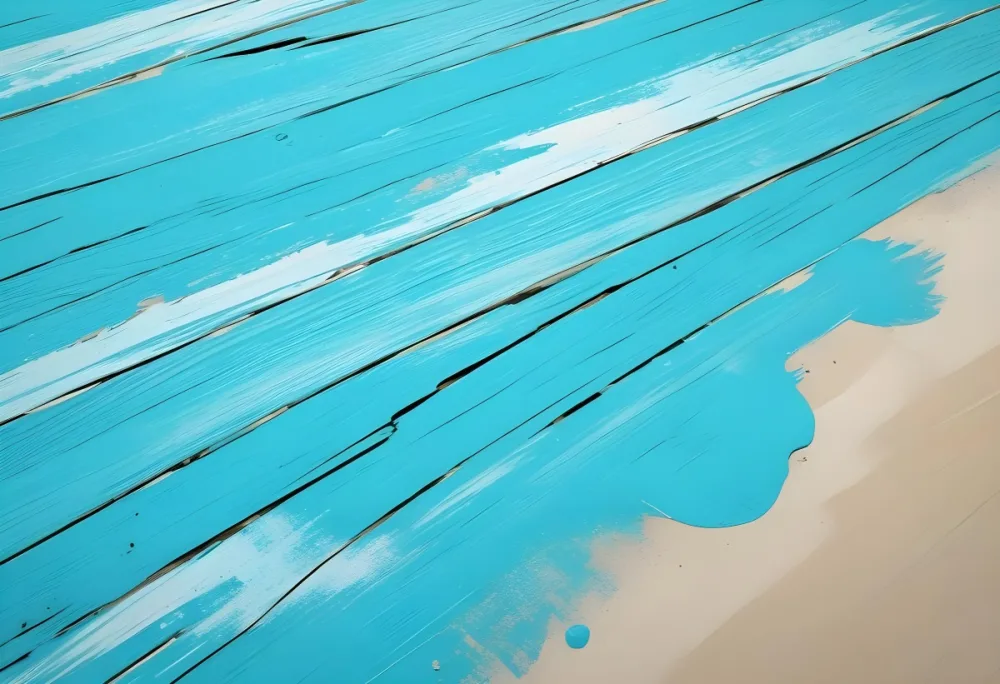Turquoise Wooden Planks With Visible Grain Light Blue And White Hues Sand On The Bottom Right Corner Horizontal Orientation 4 157f