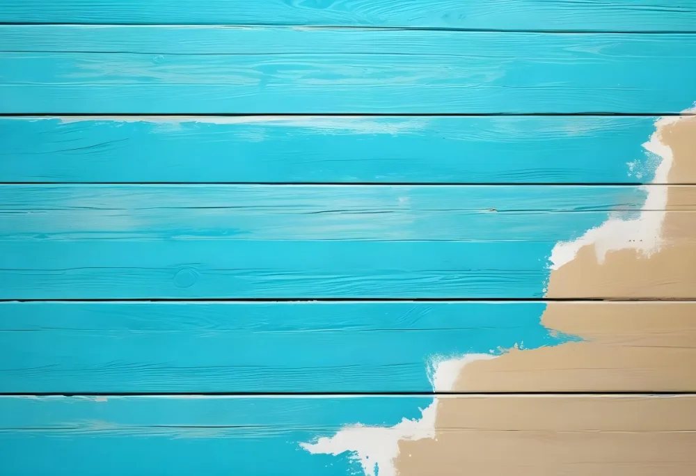 Turquoise Wooden Planks With Visible Grain Light Blue And White Hues Sand On The Bottom Right Corner Horizontal Orientation 5 Bf9b
