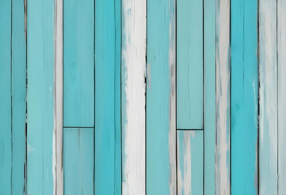 Turquoise Wooden Planks With Visible Grain Light Blue And White Hues Sand On The Bottom Right Corner Horizontal Orientation 8 13c0