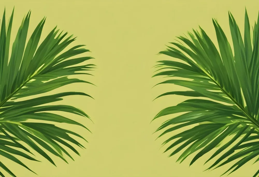 Two Green Palm Leaves On The Sides Symmetrical Composition Vibrant Green Background Tropical Theme Minimalist Design Bright Lighting Clean Aesthetic Summer Vibes Nature Inspired Simple And Elegant 25 2b9f