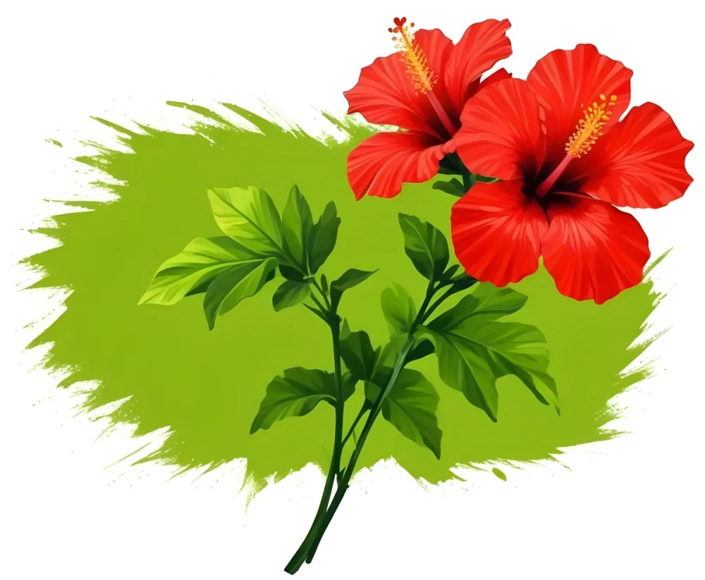 Two Red Hibiscus Flowers