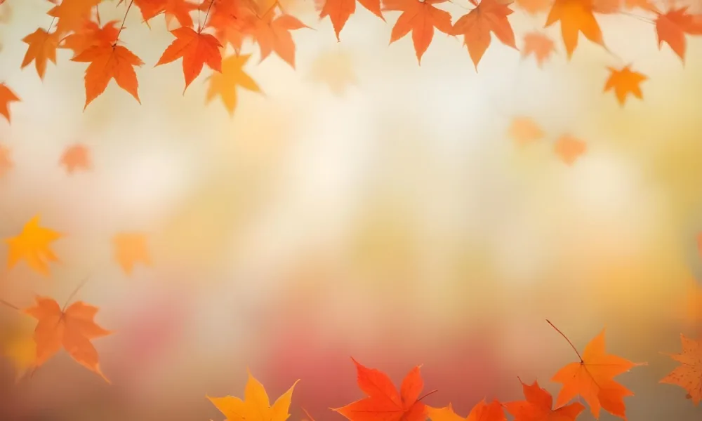 Vibrant Orange And Red Maple Leaves Against A Blurred Hazy Background With A Warm Autumnal Color Palette 23 D955