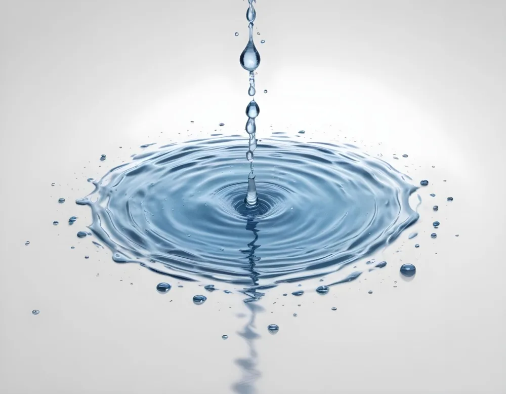 Water Drops Falling Into A Pool Of Water Creating Ripples Isolated On A White Background Clean And Minimalist High Resolution 13 07bd