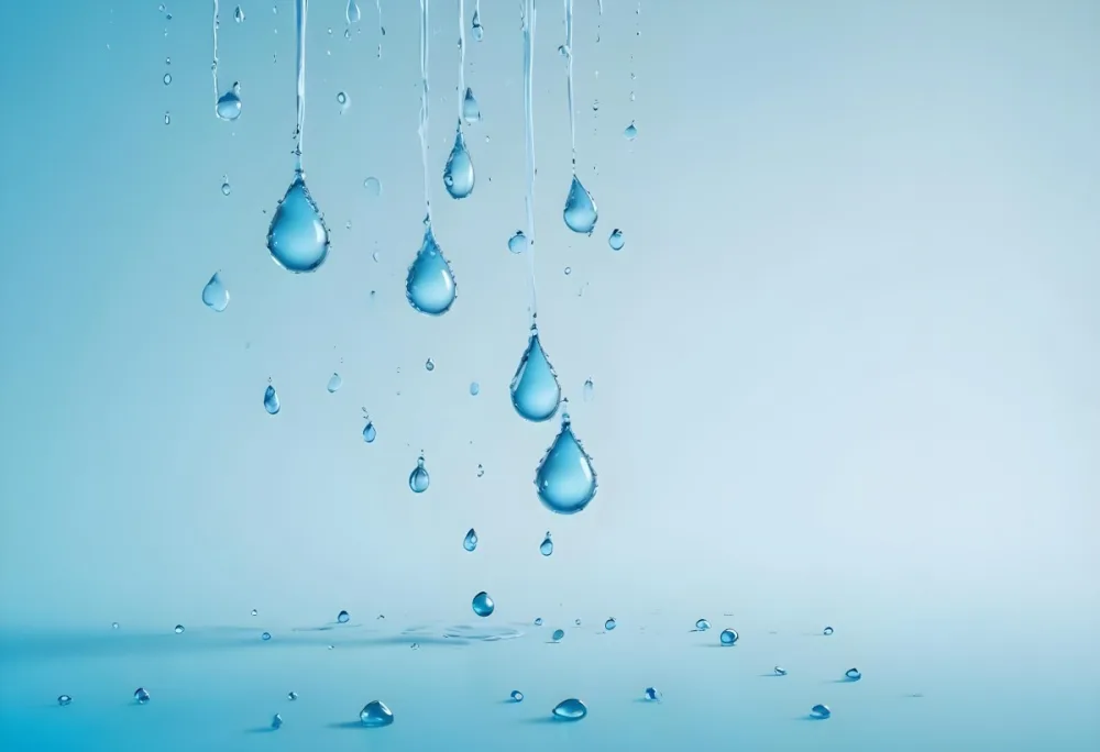 Water Drops On A Light Blue Background Some Drops Are Bigger Than Others The Drops Are Scattered Randomly 7 6ce7