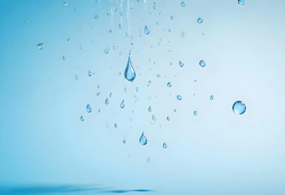 Water Drops On A Light Blue Background Some Drops Are Bigger Than Others The Drops Are Scattered Randomly 8 F909