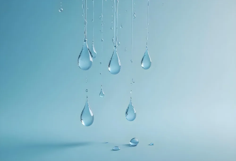 Water Drops On A Light Blue Background Some Drops Are Bigger Than Others The Drops Are Scattered Randomly 9 Ae68