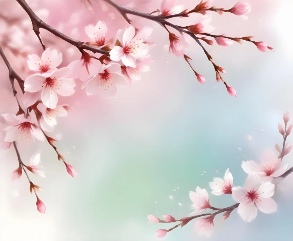 Watercolor Painting Cherry Blossom Flowers With Pink And White Petals Soft Pastel Background With Bokeh Effect Delicate And Romantic Floral Design Spring Season Theme Light And Airy Composition Creative Detailed 48 A24d