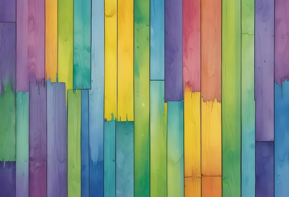 Watercolor Painting Colorful Wooden Planks In A Ra 129 5695