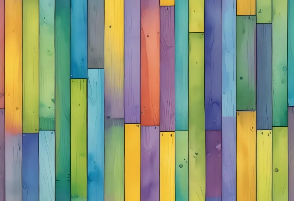 Watercolor Painting Colorful Wooden Planks In A Ra 5 0374