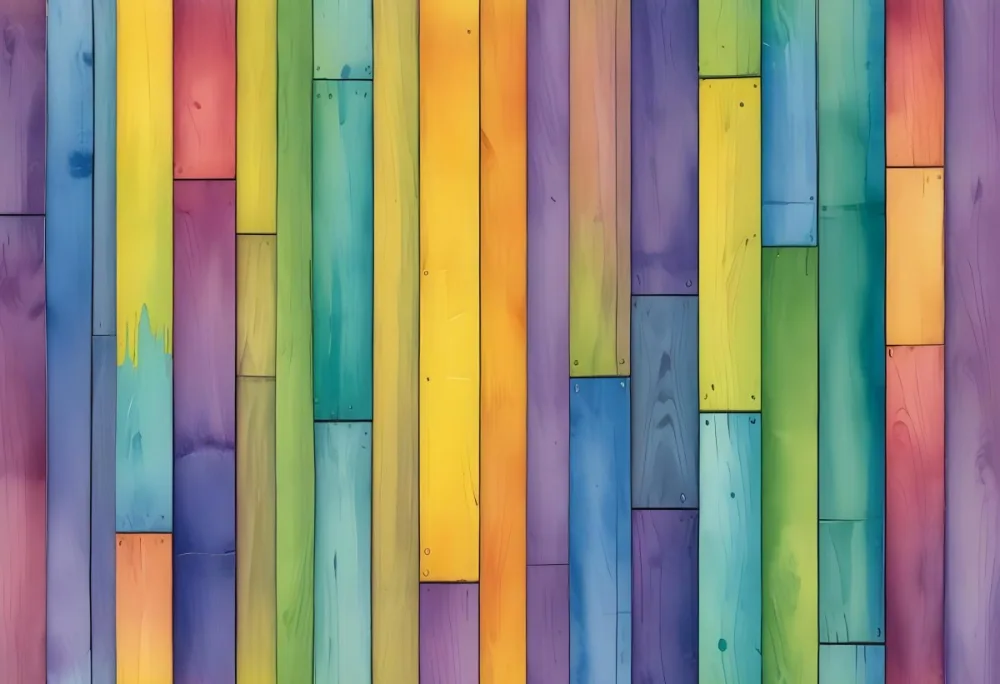 Watercolor Painting Colorful Wooden Planks In A Ra 97 2641