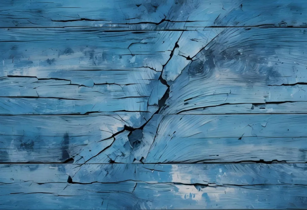 Weathered Blue Wooden Surface With Visible Cracks And Scratches Creating An Abstract Textured Pattern 3 F64b