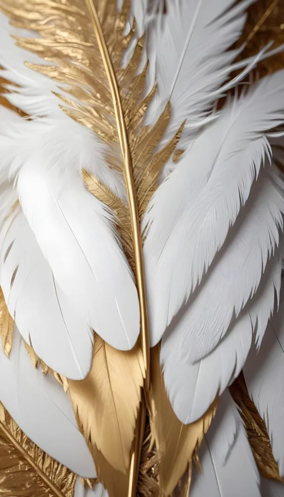 White And Gold Feathers Close Up View Of The Intricate Details And Textures 10 47b4