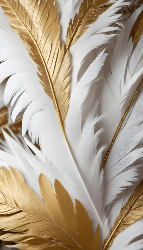 White And Gold Feathers Close Up View Of The Intricate Details And Textures 11 82fa
