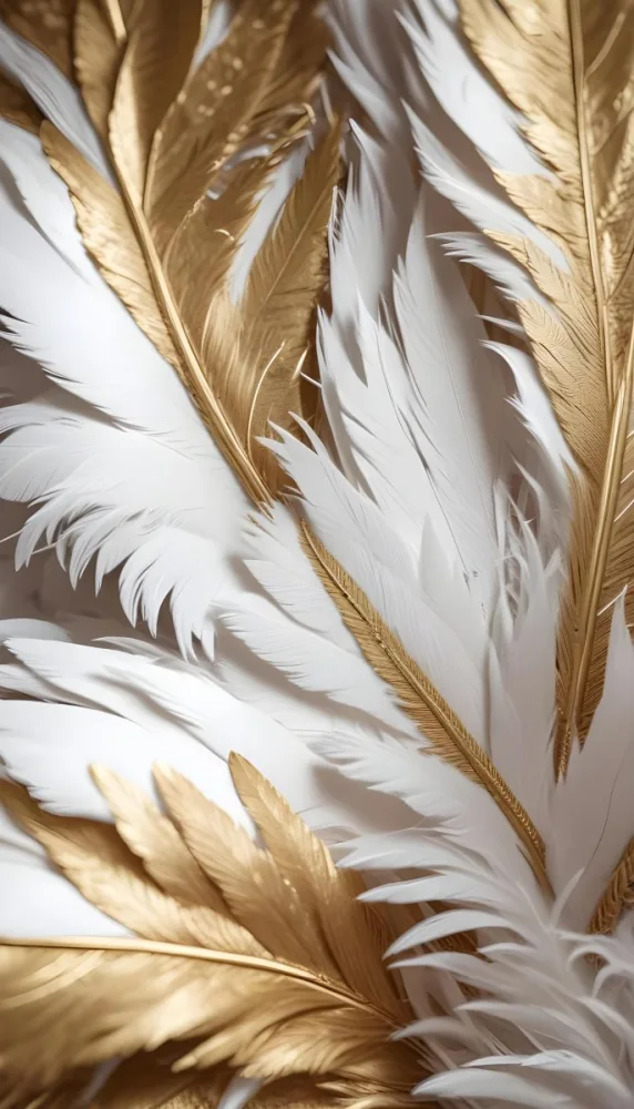 White And Gold Feathers Close Up View Of The Intricate Details And Textures 5 7e25