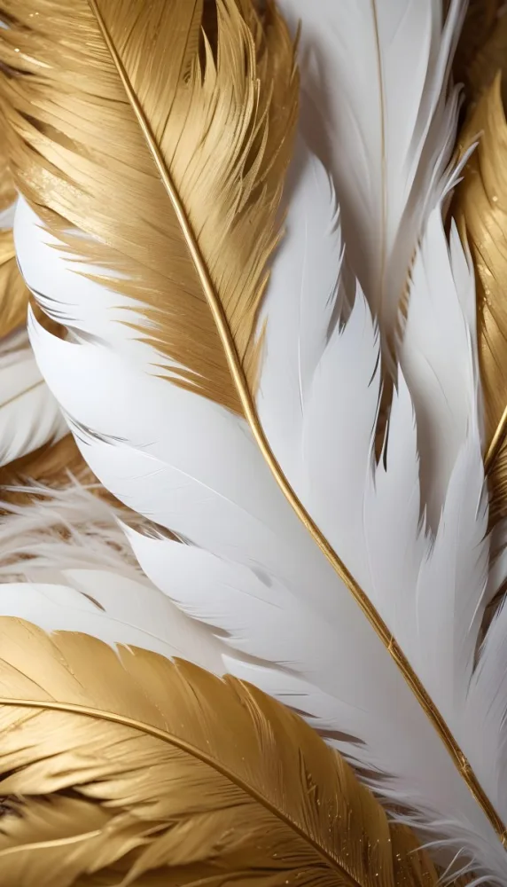 White And Gold Feathers Close Up View Of The Intricate Details And Textures 7 D551