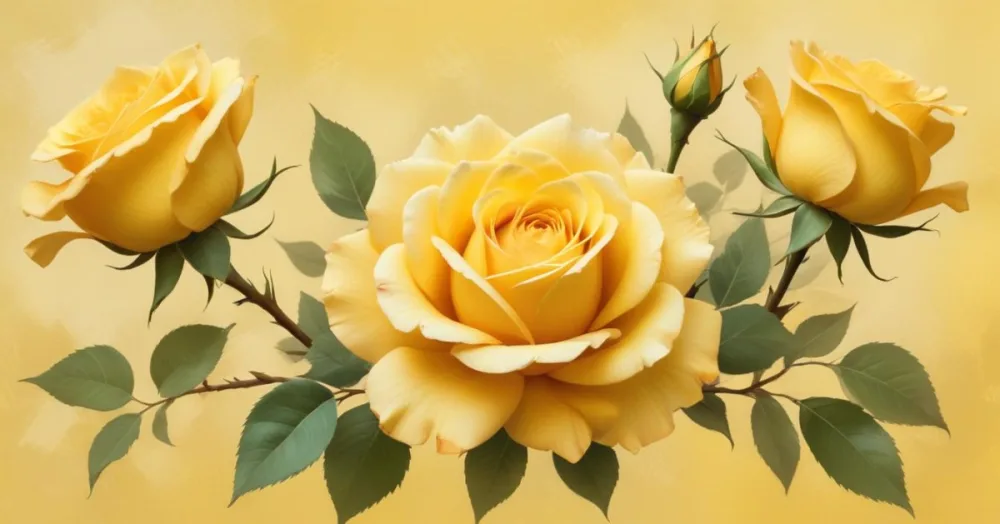 Yellow Roses In The Lower Left Corner Soft Petals Delicate Texture Bright And Cheerful Against A Soft Yellow Background Romantic And Elegant 13 2871