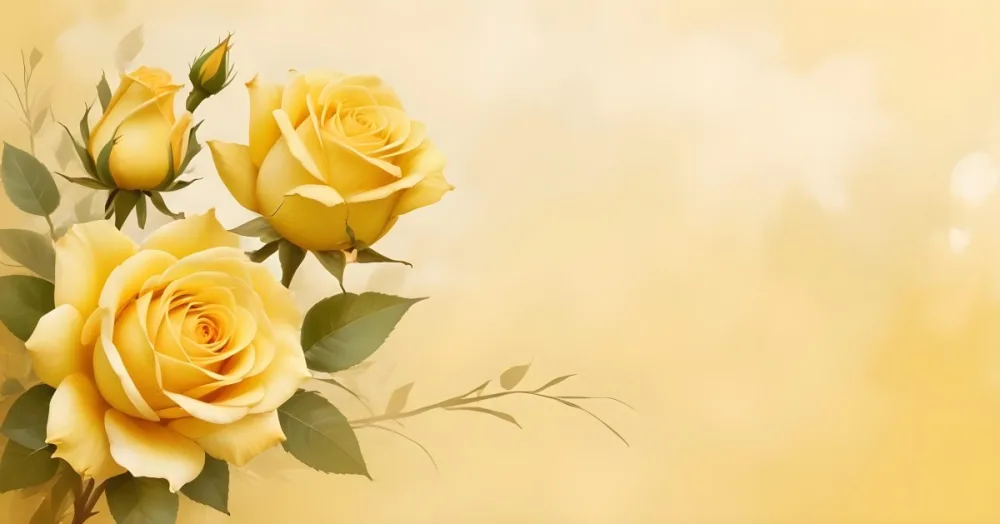 Yellow Roses In The Lower Left Corner Soft Petals Delicate Texture Bright And Cheerful Against A Soft Yellow Background Romantic And Elegant 19 712e
