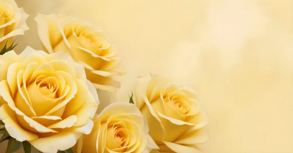 Yellow Roses In The Lower Left Corner Soft Petals Delicate Texture Bright And Cheerful Against A Soft Yellow Background Romantic And Elegant 22 490e