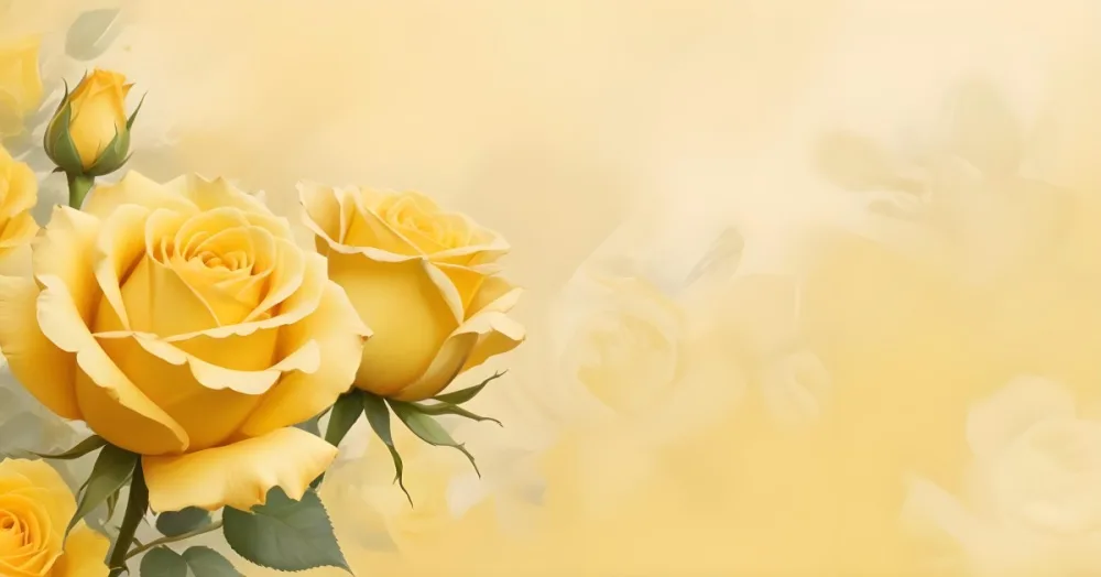 Yellow Roses In The Lower Left Corner Soft Petals Delicate Texture Bright And Cheerful Against A Soft Yellow Background Romantic And Elegant 28 794e