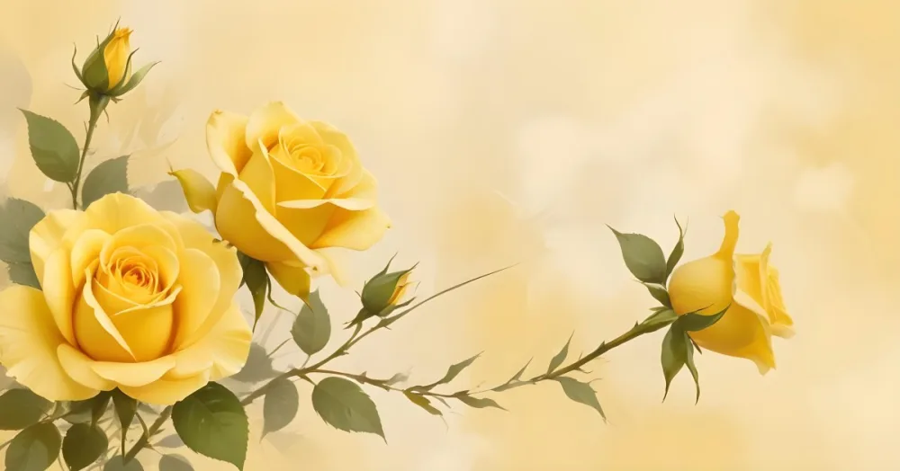 Yellow Roses In The Lower Left Corner Soft Petals Delicate Texture Bright And Cheerful Against A Soft Yellow Background Romantic And Elegant 31 F4ba