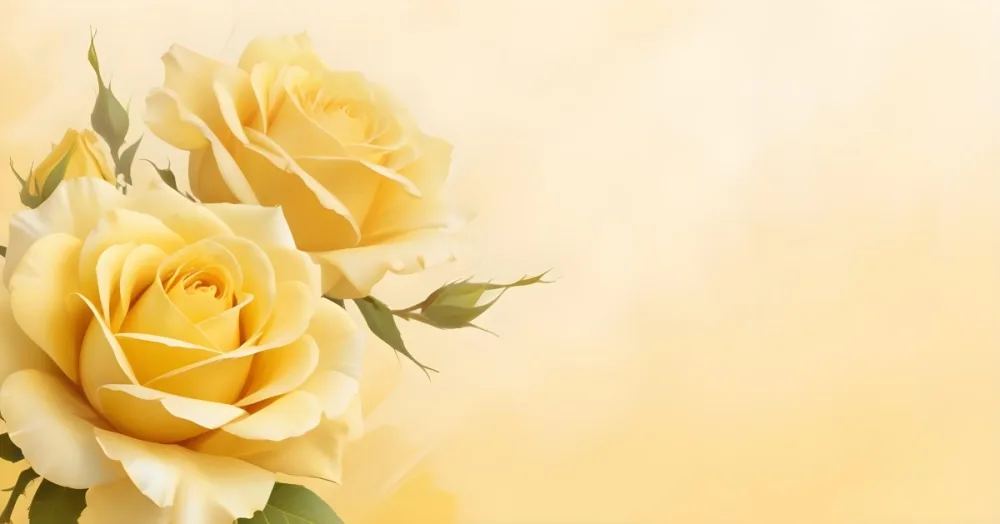 Yellow Roses In The Lower Left Corner Soft Petals Delicate Texture Bright And Cheerful Against A Soft Yellow Background Romantic And Elegant 34 0598