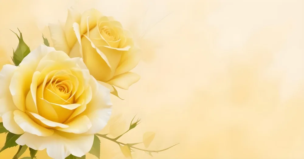 Yellow Roses In The Lower Left Corner Soft Petals Delicate Texture Bright And Cheerful Against A Soft Yellow Background Romantic And Elegant 39 B171