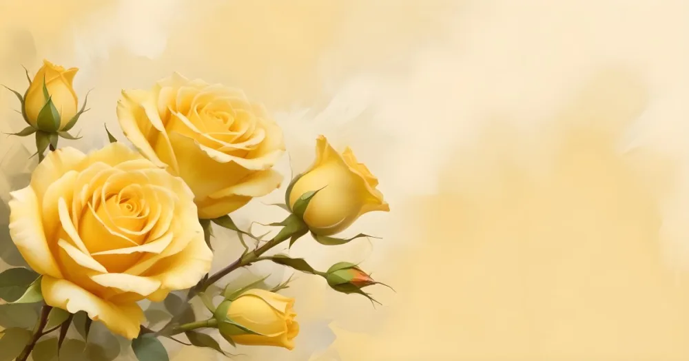 Yellow Roses In The Lower Left Corner Soft Petals Delicate Texture Bright And Cheerful Against A Soft Yellow Background Romantic And Elegant 5 A413