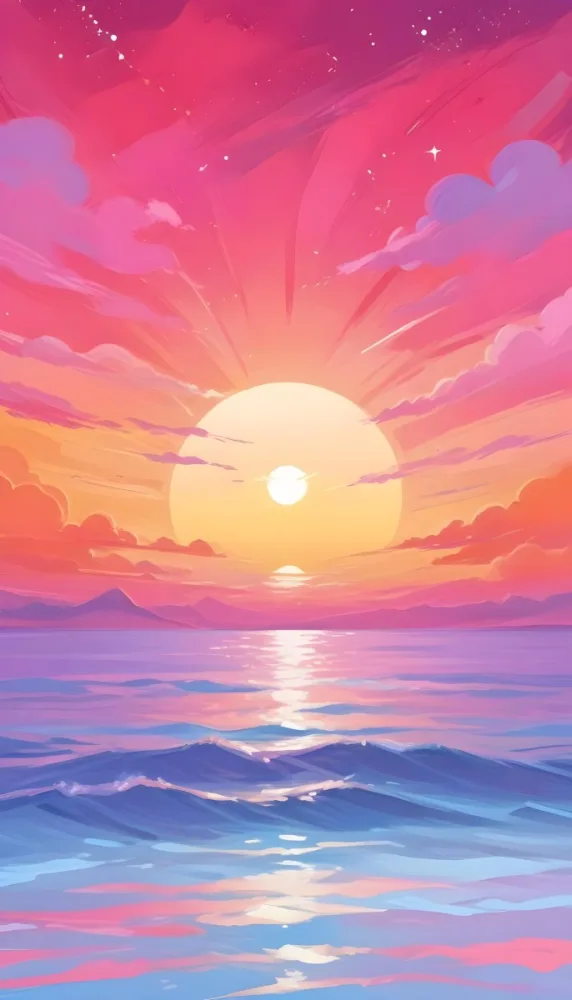 Yellow Sun Half Submerged In The Ocean The Sky Is Yellow And The Water Is Orange The Sun Is Reflected In The Water Vibrant Colors 32 1390