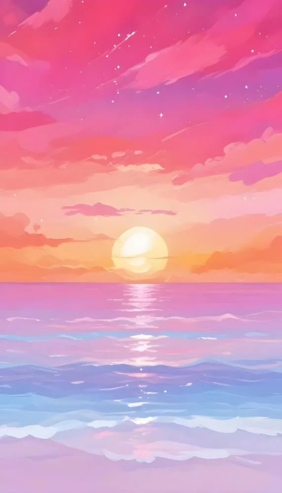 Yellow Sun Half Submerged In The Ocean The Sky Is Yellow And The Water Is Orange The Sun Is Reflected In The Water Vibrant Colors 43 775b