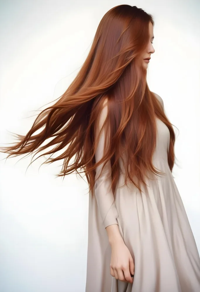35mm Film Photography A Close Up Image Of Long Flowing Reddish Brown Hair High Detail 9 1599