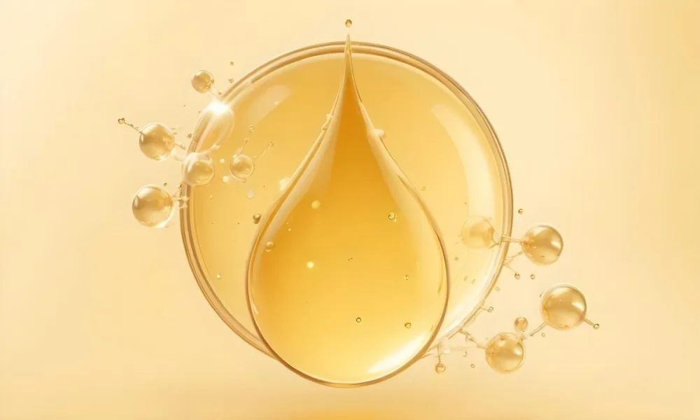 3d Model A Golden Drop With A Golden Circle And Molecules Around It Light Yellow Background Figure Octane Render Volumetric Highly Detailed Videogame Aesthetic 20 65ce