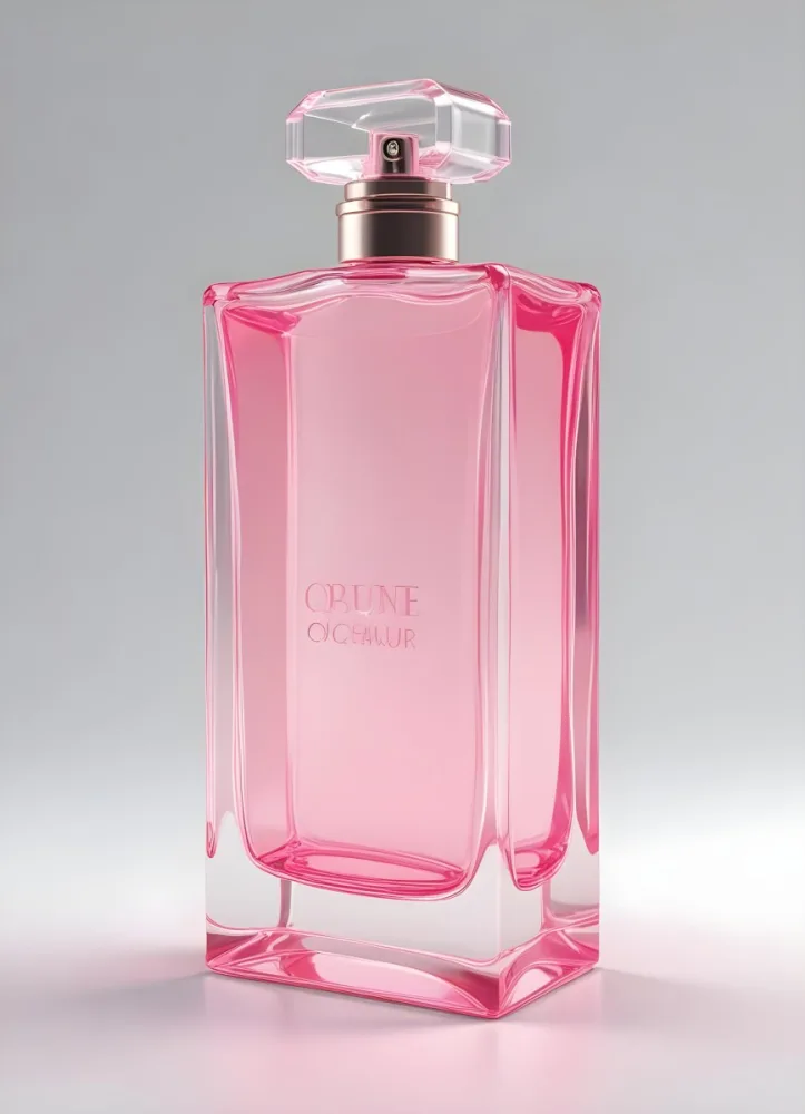 3d Model A Perfume Bottle With A Rectangular Shape And A Pink Liquid Inside On A White Background Figure Octane Render Volumetric Highly Detailed Videogame Aesthetic 15 57d5