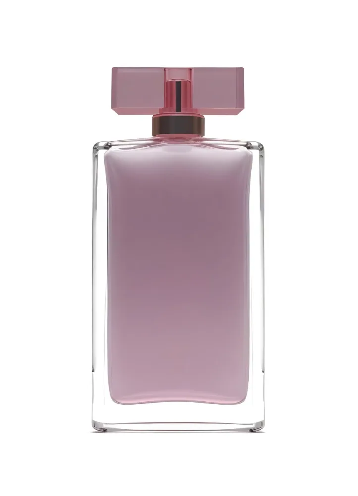 3d Model A Perfume Bottle With A Rectangular Shape And A Pink Liquid Inside On A White Background Figure Octane Render Volumetric Highly Detailed Videogame Aesthetic 25 45cf
