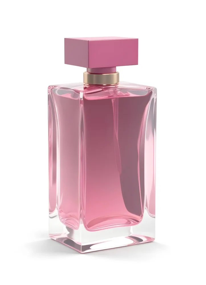 3d Model A Perfume Bottle With A Rectangular Shape And A Pink Liquid Inside On A White Background Figure Octane Render Volumetric Highly Detailed Videogame Aesthetic 46 12f2