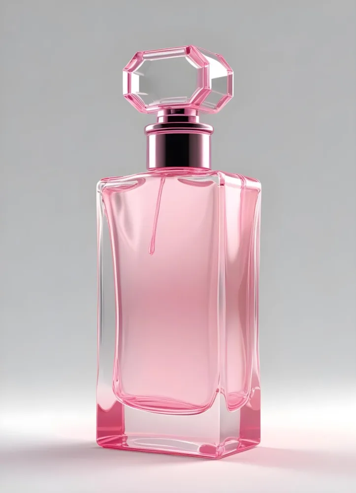 3d Model A Perfume Bottle With A Rectangular Shape And A Pink Liquid Inside On A White Background Figure Octane Render Volumetric Highly Detailed Videogame Aesthetic 47 3879