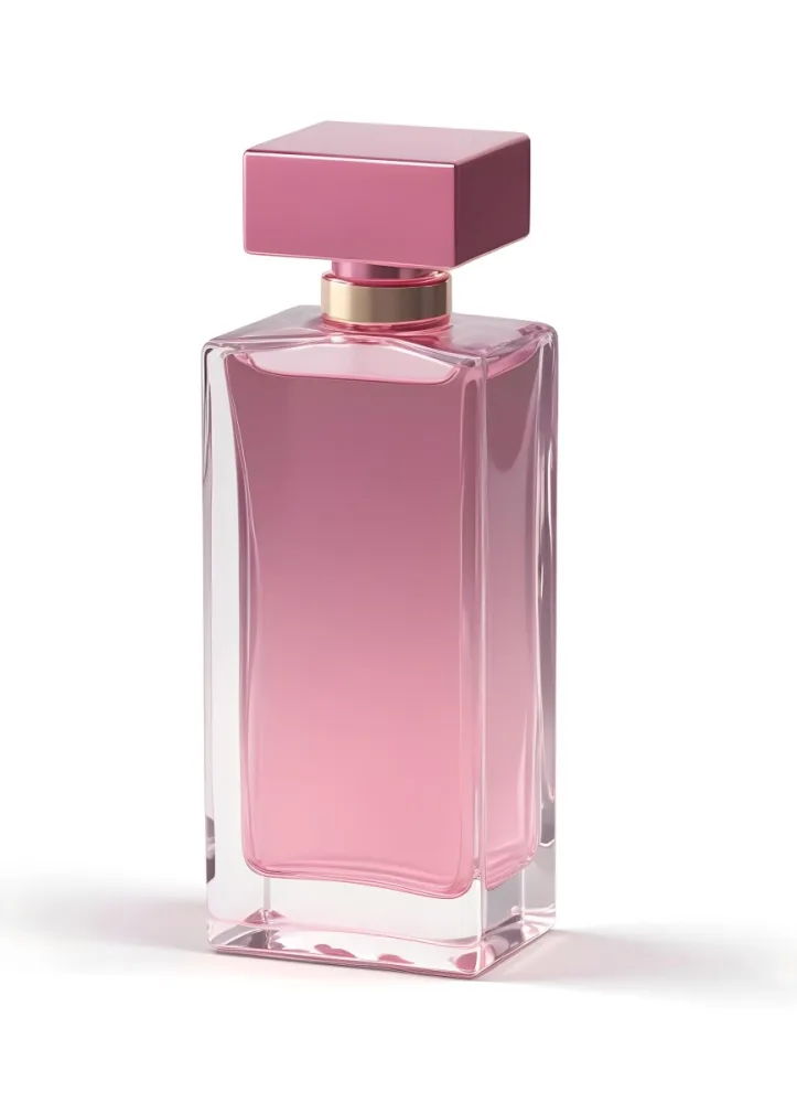 3d Model A Perfume Bottle With A Rectangular Shape And A Pink Liquid Inside On A White Background Figure Octane Render Volumetric Highly Detailed Videogame Aesthetic 7 9868