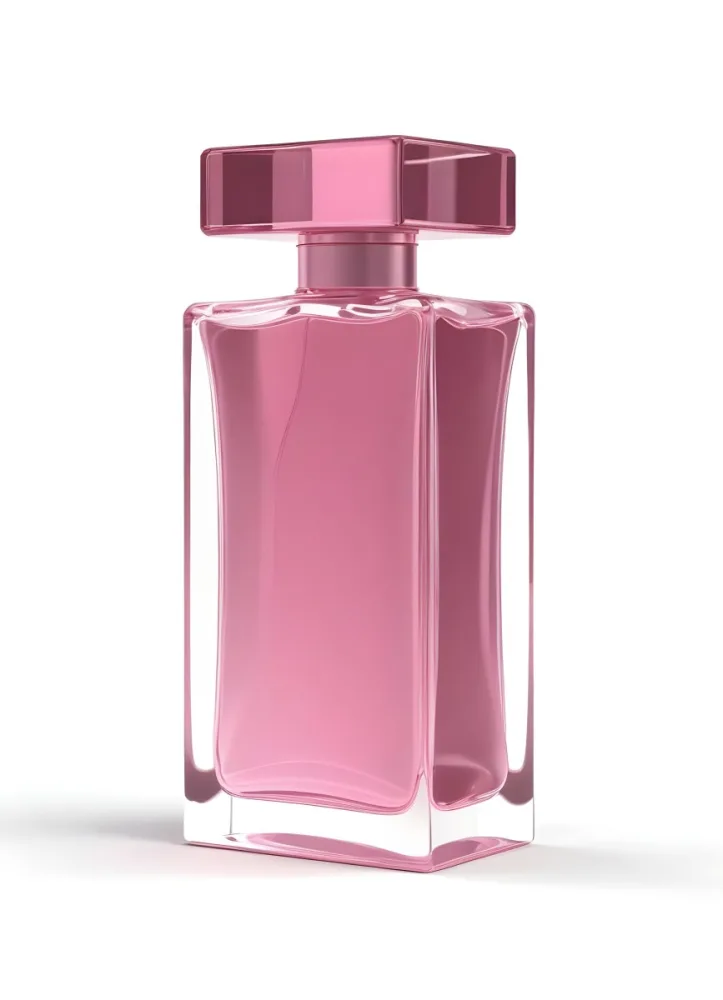 3d Model A Perfume Bottle With A Rectangular Shape And A Pink Liquid Inside On A White Background Figure Octane Render Volumetric Highly Detailed Videogame Aesthetic 9 0537