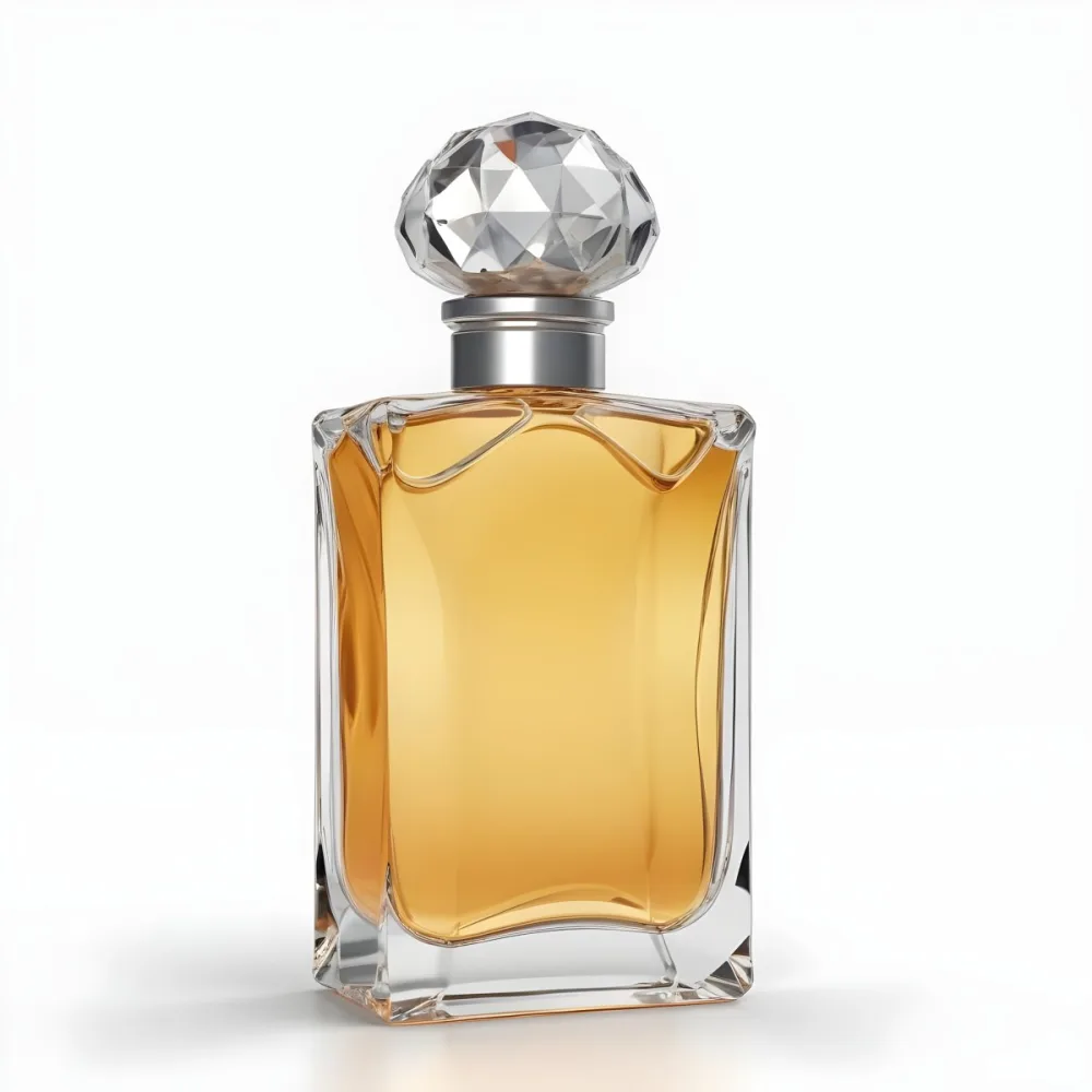 3d Model A Perfume Bottle With A Transparent Glass Body Filled With Clear Liquid A Silver Neck And A Clear Crystal Cap White Background Figure Octane Render Volumetric Highly Detailed Videogame Aesthetic 25 17f2