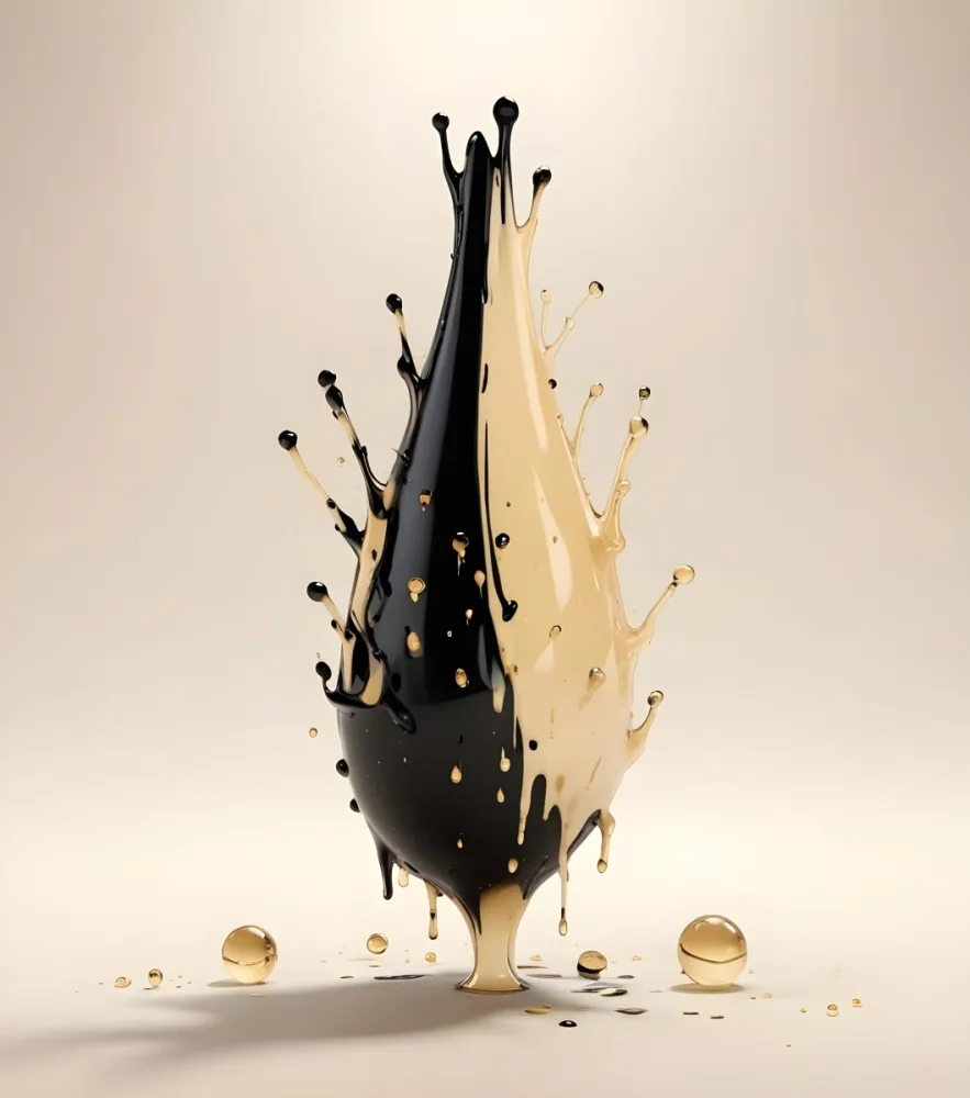 3d Model Black Hair Strand With Oil Drops Around It The Background Is A Gradient Of White And Beige Figure Octane Render Volumetric Highly Detailed Videogame Aesthetic 1 4b5b