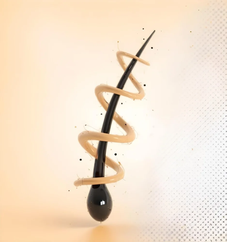 3d Model Black Hair With A Black Spiral Around It Small Black Spheres Light Orange Background Figure Octane Render Volumetric Highly Detailed Videogame Aesthetic 7 8fa7